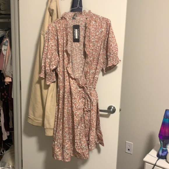 ASOS Dresses & Skirts - 3️⃣for50 NWT ASOS Floral Wrap Sun Mini Dress Pink Orange Ruffle Plus Size 26